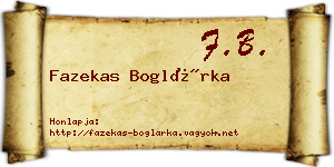 Fazekas Boglárka névjegykártya